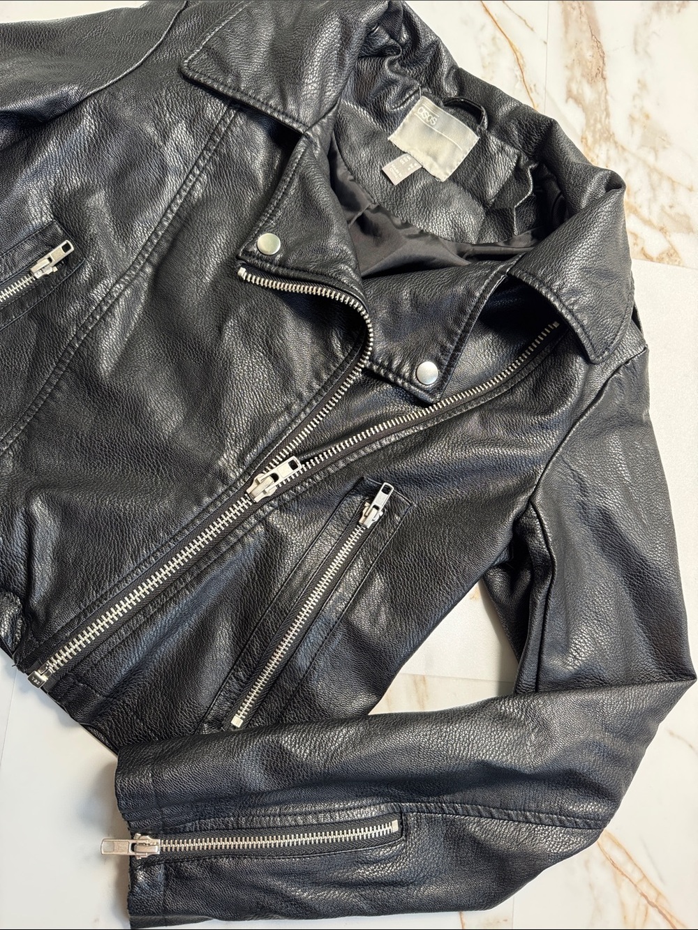 ASOS Faux Leather Biker Jacket Cropped Sz 4 Bikercore Punk whimisgoth